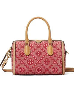 Petite Reisetasche aus Denim mit T-Monogram - Rot