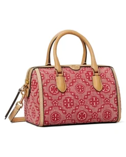 Petite Reisetasche aus Denim mit T-Monogram - Rot