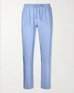 Pinstriped Satin Pyjama Trousers Blue