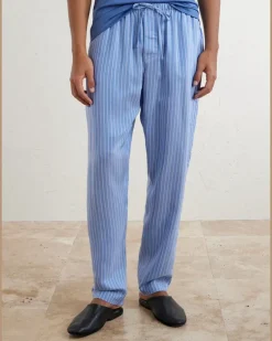 Pinstriped Satin Pyjama Trousers Blue
