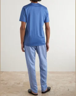 Pinstriped Satin Pyjama Trousers Blue