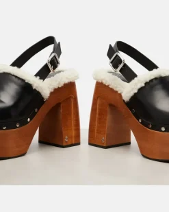 Plateau-Clogs Alida 135 aus Leder Schwarz