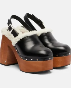 Plateau-Clogs Alida 135 aus Leder Schwarz