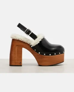 Plateau-Clogs Alida 135 aus Leder Schwarz