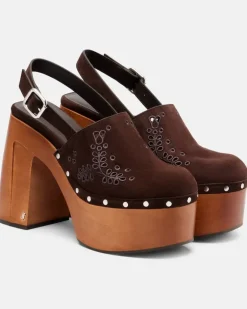 Plateau-Clogs Alida 135 aus Veloursleder Braun