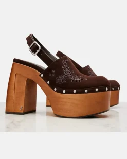 Plateau-Clogs Alida 135 aus Veloursleder Braun