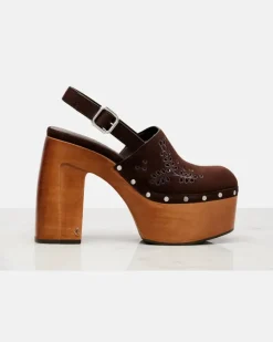 Plateau-Clogs Alida 135 aus Veloursleder Braun