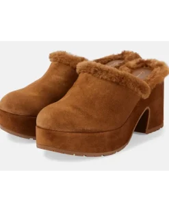 Plateau-Clogs Lyss 55 aus Veloursleder Braun