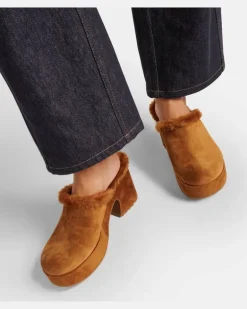 Plateau-Clogs Lyss 55 aus Veloursleder Braun
