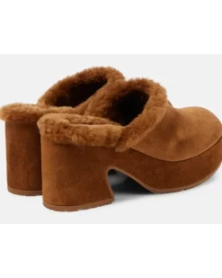 Plateau-Clogs Lyss 55 aus Veloursleder Braun