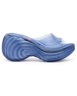 Plateau-Pantolette aus Melflex - Sandalen - Damen - Blau