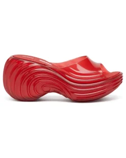 Plateau-Pantolette aus Melflex - Sandalen - Damen - Rot