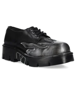 Plateau-Schuhe mit Flammendetail - Schwarz