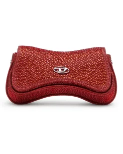 Play-Mini Crossbody-Tasche mit Kristall - Schultertaschen - Damen - Rot