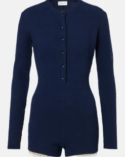 Playsuit aus einem Baumwollgemisch Blau