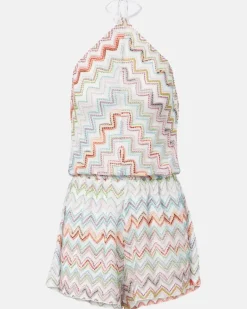 Playsuit aus Häkelstrick Multicolor