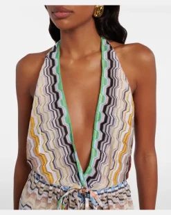 Playsuit aus Häkelstrick Multicolor