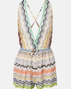 Playsuit aus Häkelstrick Multicolor