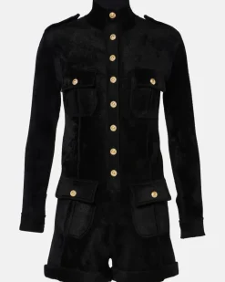 Playsuit aus Samt Schwarz