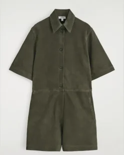 Playsuit Aus Veloursleder GrüN
