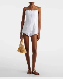 Playsuit Florence aus Leinen Weiß
