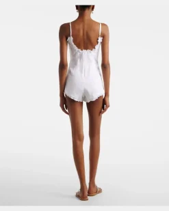 Playsuit Florence aus Leinen Weiß