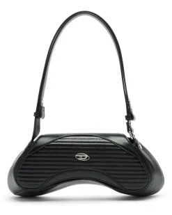 Play - Umhängetasche aus gestepptem, perforiertem PU - Schultertaschen - Damen - Schwarz