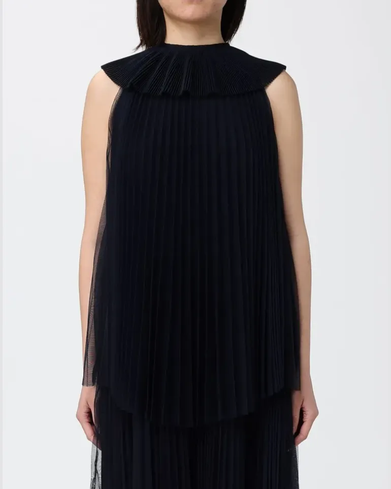 Plissiertes Tüllkleid Blau