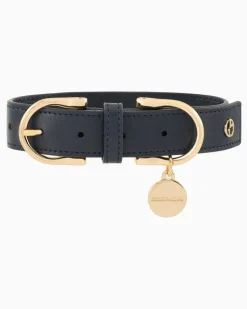 Poldo x Halsband aus Leder Marineblau