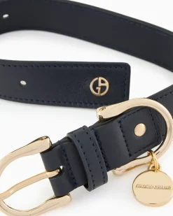 Poldo x Halsband aus Leder Marineblau