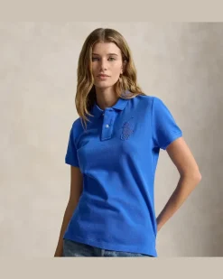 Polo mit perlenbesetztem Big Pony Blue