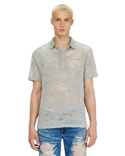 Poloshirt aus all-over devoré-Jersey - Polohemden - Herren - Grau