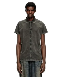 Poloshirt aus Jersey in Denim-Optik - Polohemden - Herren - Schwarz
