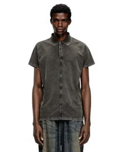 Poloshirt aus Jersey in Denim-Optik - Polohemden - Herren - Schwarz