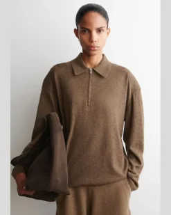 Poloshirt Aus Merinowoll-Yak-Mix Braun