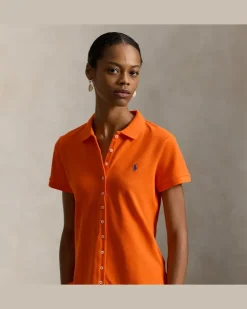 Poloshirt mit Knopfleiste Orange