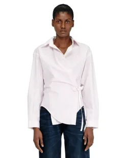 Popeline-Wickelbluse mit Nadelstreifen - Hemden - Damen - Rosa