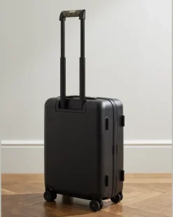 Porter Leather-Trimmed Monogrammed Coated-Canvas Suitcase Neutrals