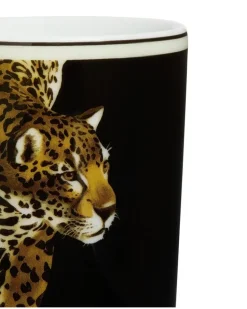 Porzellanbecher mit Tiger-Print - Schwarz