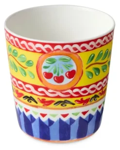 Porzellanglas mit Blumenmuster - Gelb