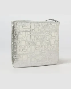Pouch aus geprägtem Leder Silber