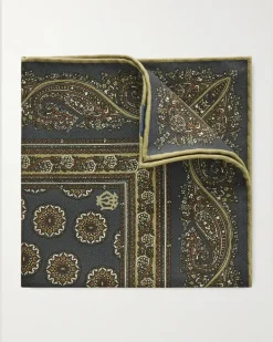 Printed Mulberry Silk-Twill Pocket Square Black