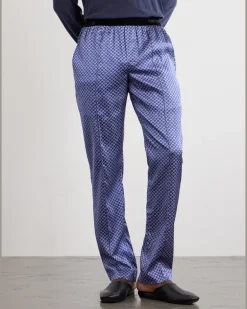 Printed Silk-Blend Satin Pyjama Trousers Purple