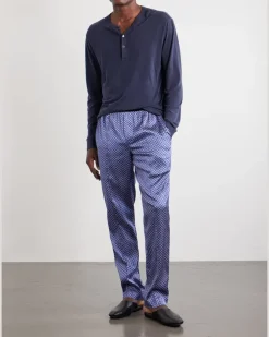 Printed Silk-Blend Satin Pyjama Trousers Purple