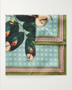 Printed Silk Pocket Square Blue