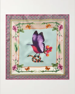 Printed Silk Pocket Square Blue