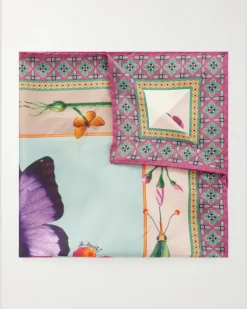 Printed Silk Pocket Square Blue