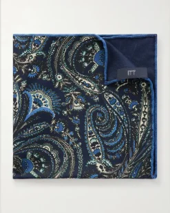 Printed Silk-Satin Pocket Square Blue