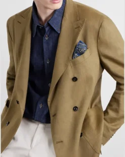 Printed Silk-Satin Pocket Square Blue