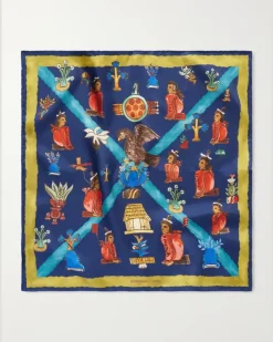 Printed Silk-Twill Pocket Square Blue